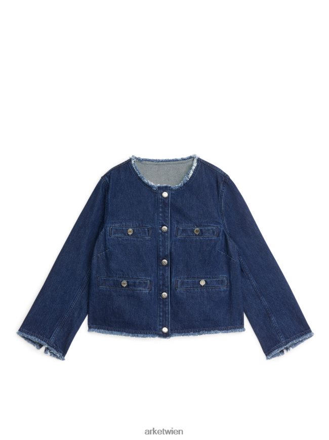ARKET Kragenlose Jeansjacke Mittelblau Frauen 8RF08T468 Kleidung