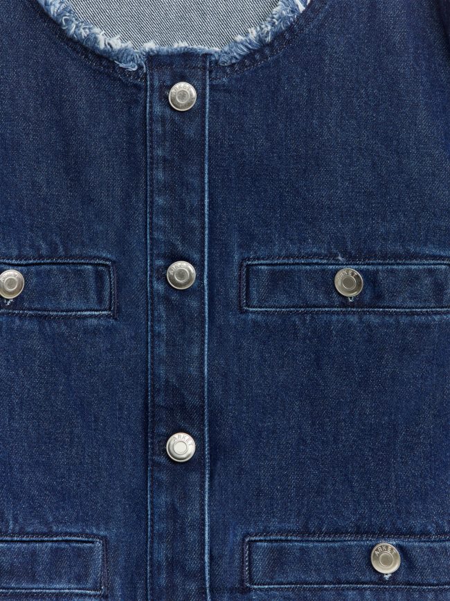 ARKET Kragenlose Jeansjacke Mittelblau Frauen 8RF08T468 Kleidung