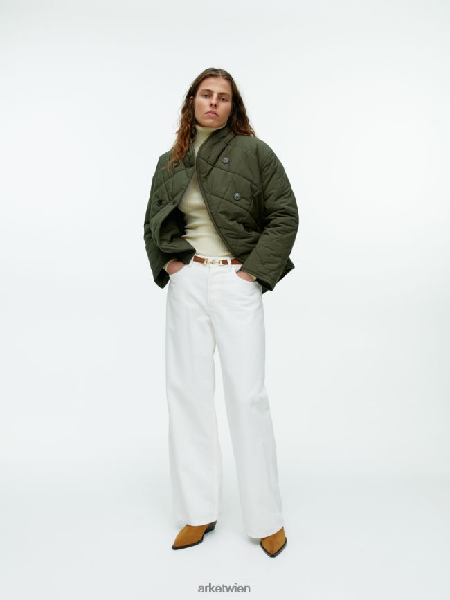 ARKET Steppjacke mit Schalkragen dunkles Kahkigrün Frauen 8RF08T450 Kleidung