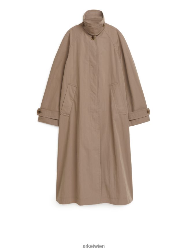 ARKET Trenchcoat aus Baumwollmischung dunkelbeige Frauen 8RF08T465 Kleidung