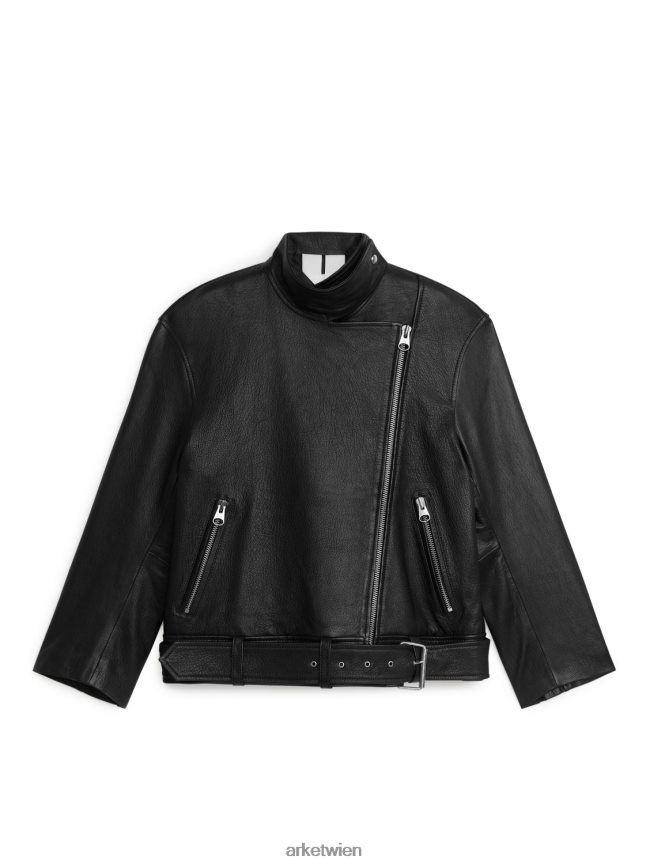 ARKET übergroße Lederjacke Schwarz Frauen 8RF08T459 Kleidung