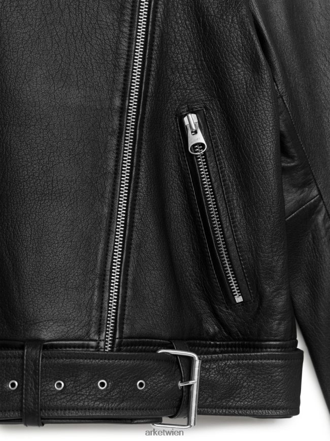ARKET übergroße Lederjacke Schwarz Frauen 8RF08T459 Kleidung