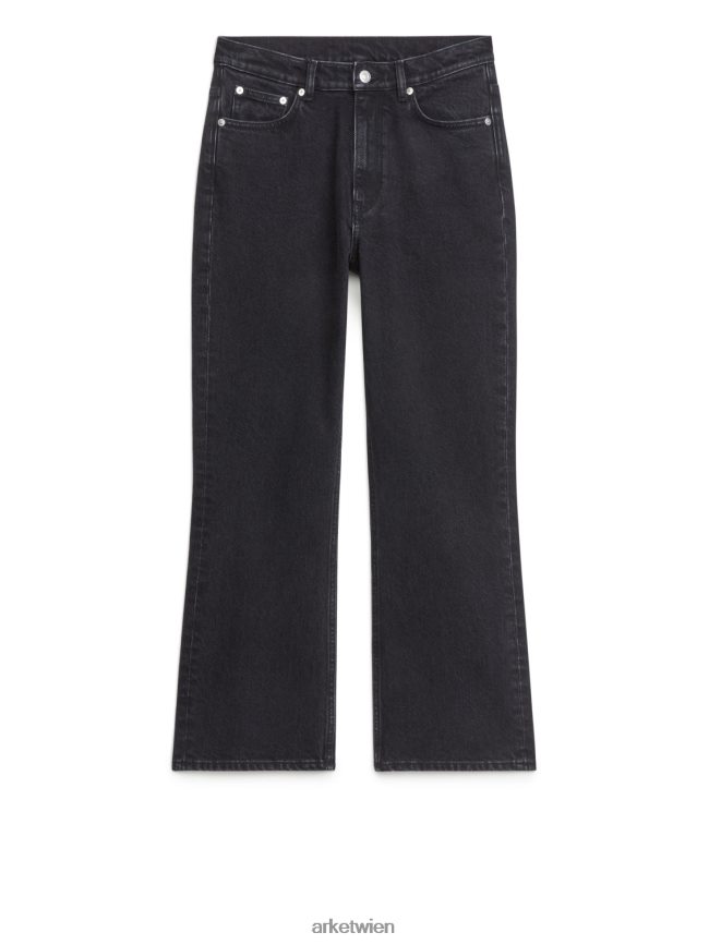 ARKET Kurze, ausgestellte Stretchjeans mit Farnmuster Vintage-Schwarz Frauen 8RF08T146 Kleidung