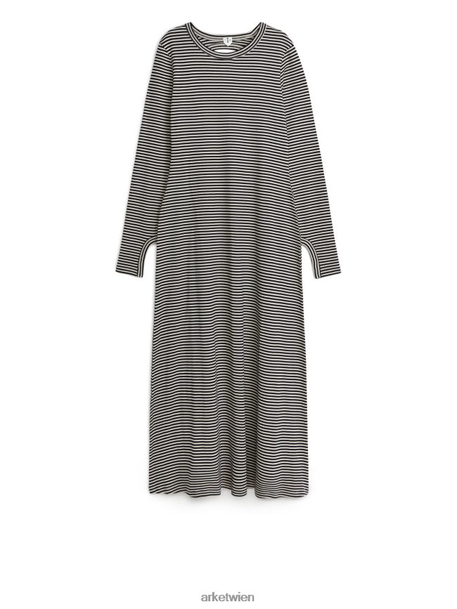 ARKET Gestreiftes Jerseykleid Schwarz-Weiss Frauen 8RF08T131 Kleidung