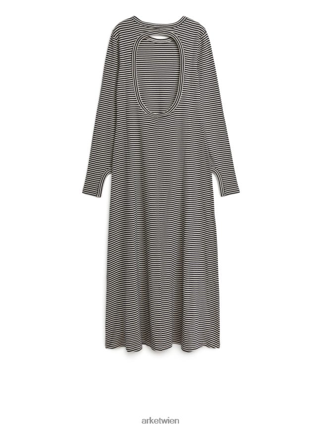 ARKET Gestreiftes Jerseykleid Schwarz-Weiss Frauen 8RF08T131 Kleidung