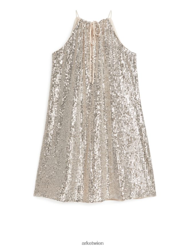ARKET Kleid mit Paillettenträgern Silber Frauen 8RF08T79 Kleidung