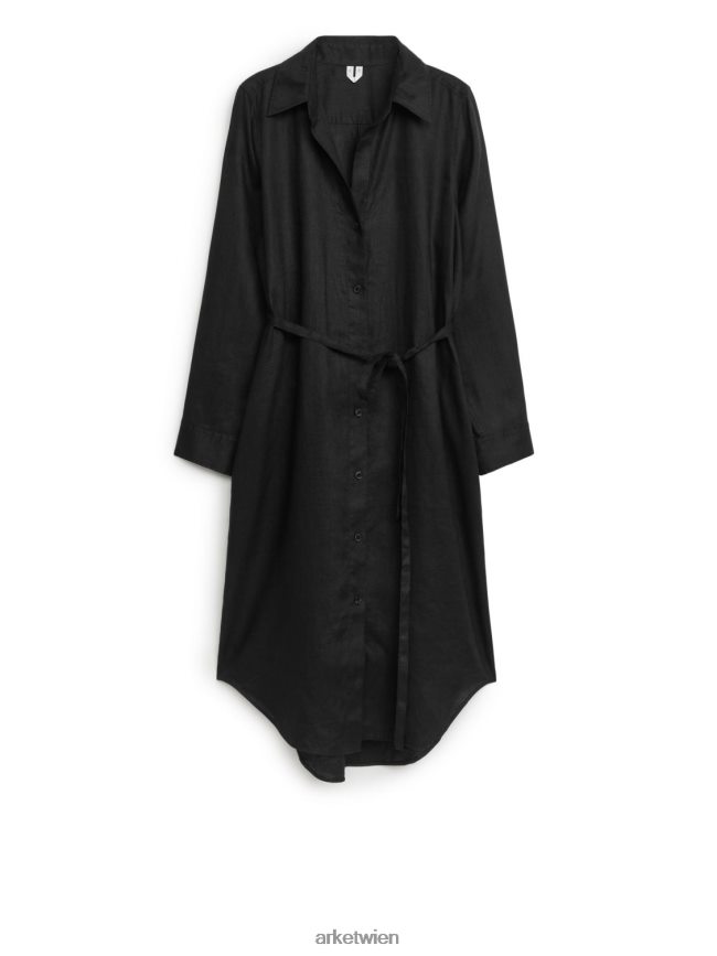 ARKET Leinenhemdkleid Schwarz Frauen 8RF08T69 Kleidung