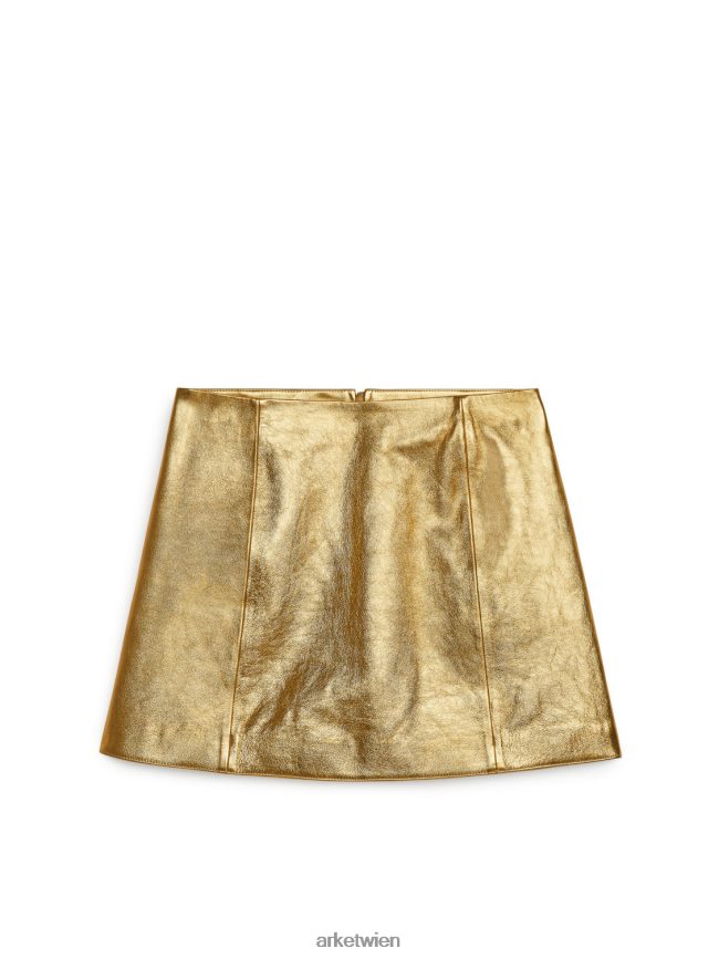 ARKET Minirock aus Leder Gold Frauen 8RF08T265 Kleidung