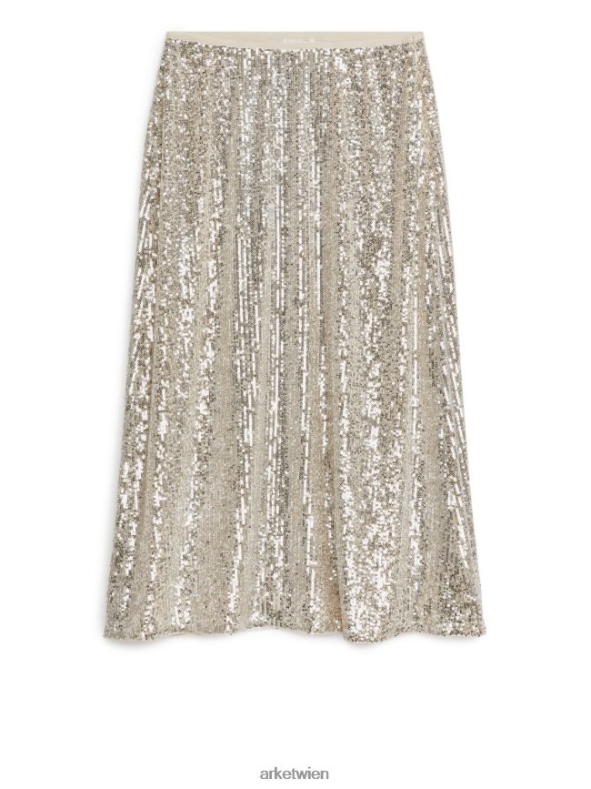 ARKET Paillettenrock Silber Frauen 8RF08T263 Kleidung
