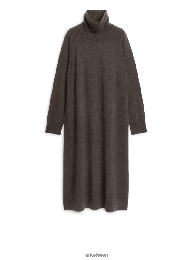 ARKET Rollkragenkleid aus Kaschmir dunkelbraun Frauen 8RF08T133 Kleidung
