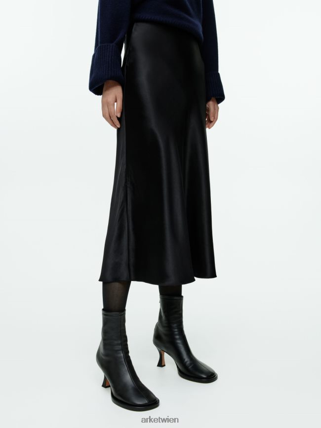 ARKET Schräg geschnittener Satinrock Schwarz Frauen 8RF08T241 Kleidung