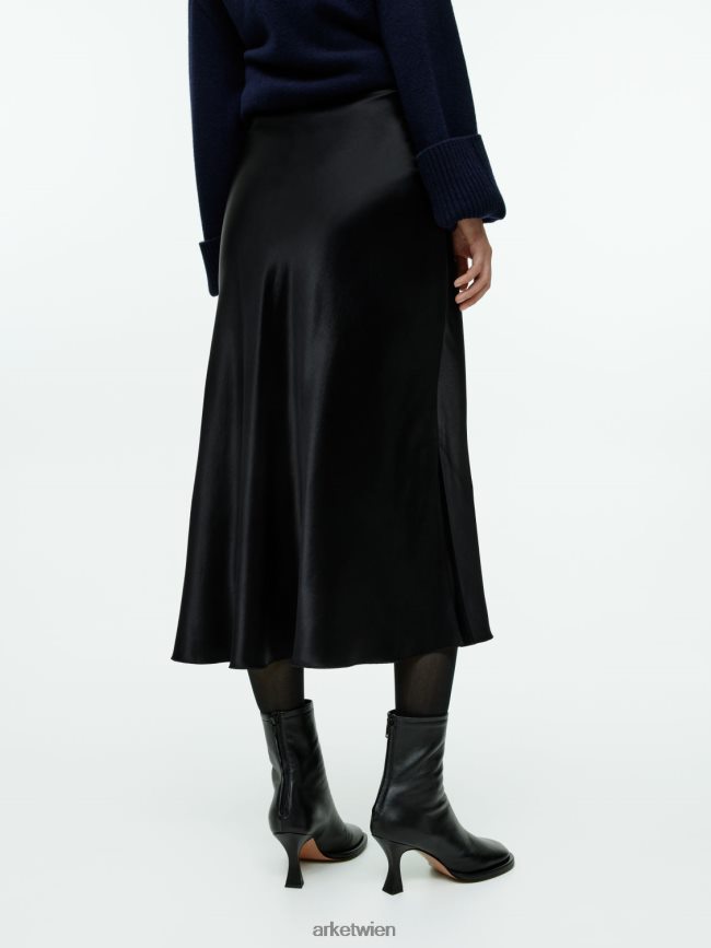 ARKET Schräg geschnittener Satinrock Schwarz Frauen 8RF08T241 Kleidung