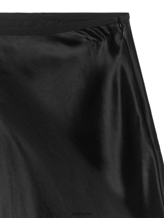 ARKET Schräg geschnittener Satinrock Schwarz Frauen 8RF08T241 Kleidung
