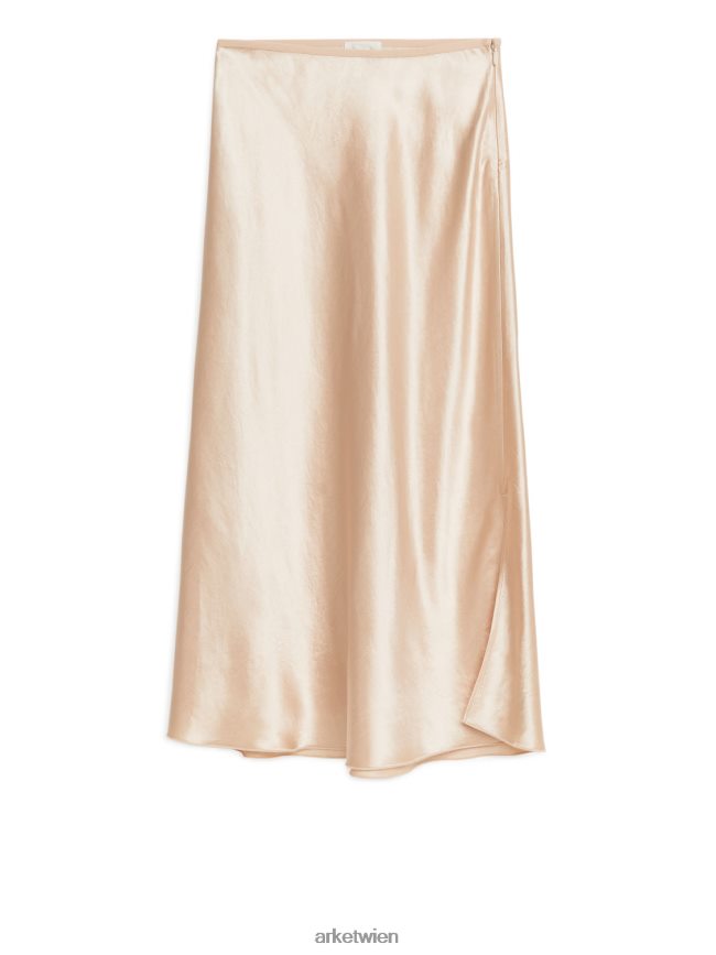 ARKET Schräg geschnittener Satinrock hell beige Frauen 8RF08T268 Kleidung