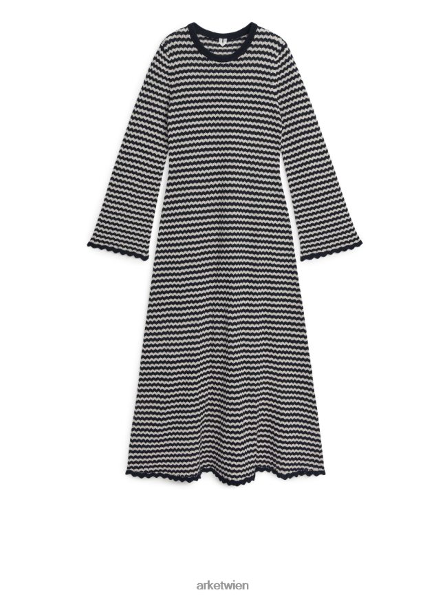 ARKET Strickkleid cremefarben/dunkelblau Frauen 8RF08T132 Kleidung