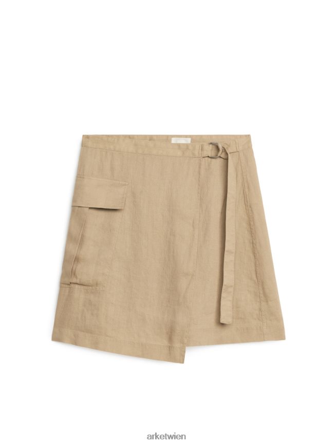 ARKET Utility-Leinenrock dunkelbeige Frauen 8RF08T237 Kleidung