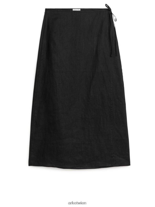 ARKET Wickelrock aus Leinen Schwarz Frauen 8RF08T256 Kleidung