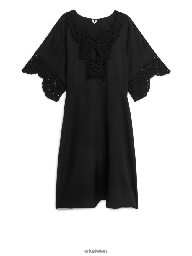 ARKET besticktes Midikleid Schwarz Frauen 8RF08T125 Kleidung