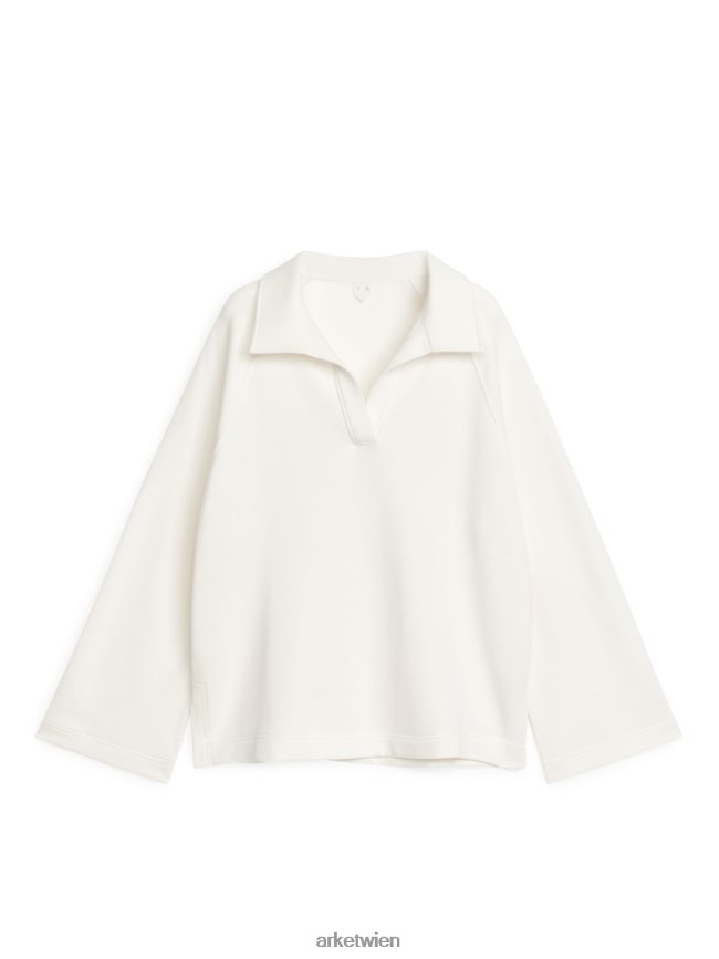 ARKET French-Terry-Poloshirt Weiß Frauen 8RF08T518 Kleidung