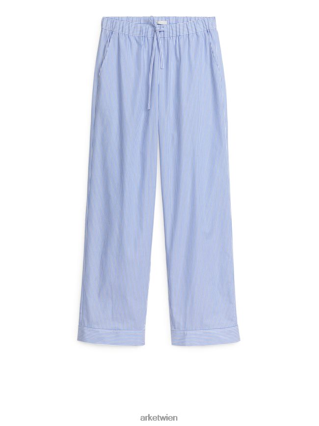 ARKET Pyjamahose aus Popeline Blau Weiss Frauen 8RF08T527 Kleidung