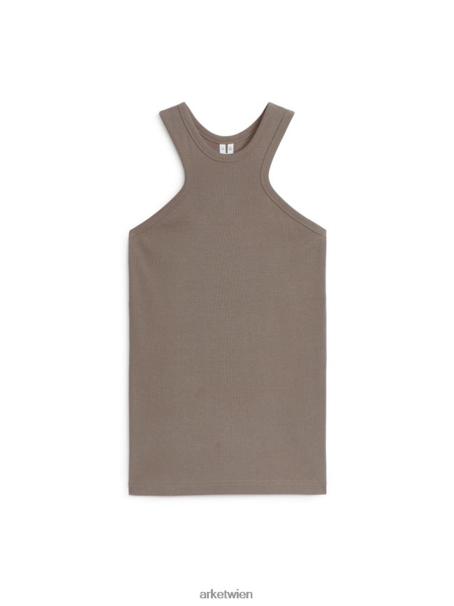 ARKET Geripptes Racer-Tanktop Taupe Frauen 8RF08T328 Kleidung