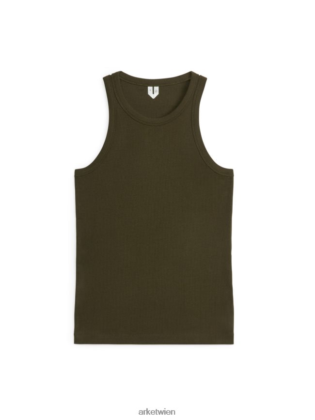 ARKET Geripptes Racer-Tanktop dunkelgrün Frauen 8RF08T290 Kleidung