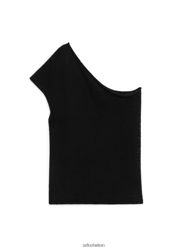 ARKET Gestricktes One-Shoulder-Top Schwarz Frauen 8RF08T301 Kleidung