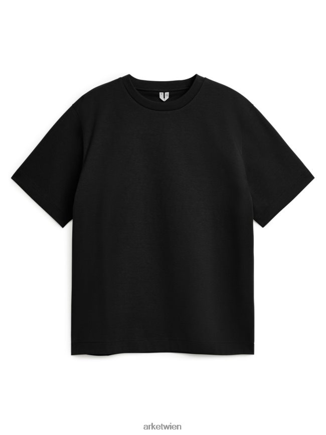 ARKET Interlock-T-Shirt Schwarz Frauen 8RF08T1010 Kleidung