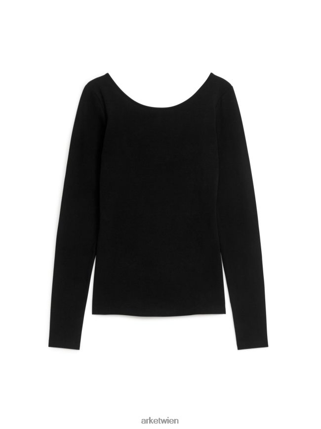 ARKET Jersey-Oberteil mit U-Ausschnitt Schwarz Frauen 8RF08T277 Kleidung