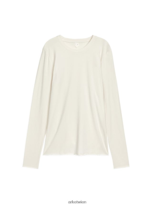 ARKET Langarmshirt aus Lyocell-Mischung cremefarben Frauen 8RF08T380 Kleidung