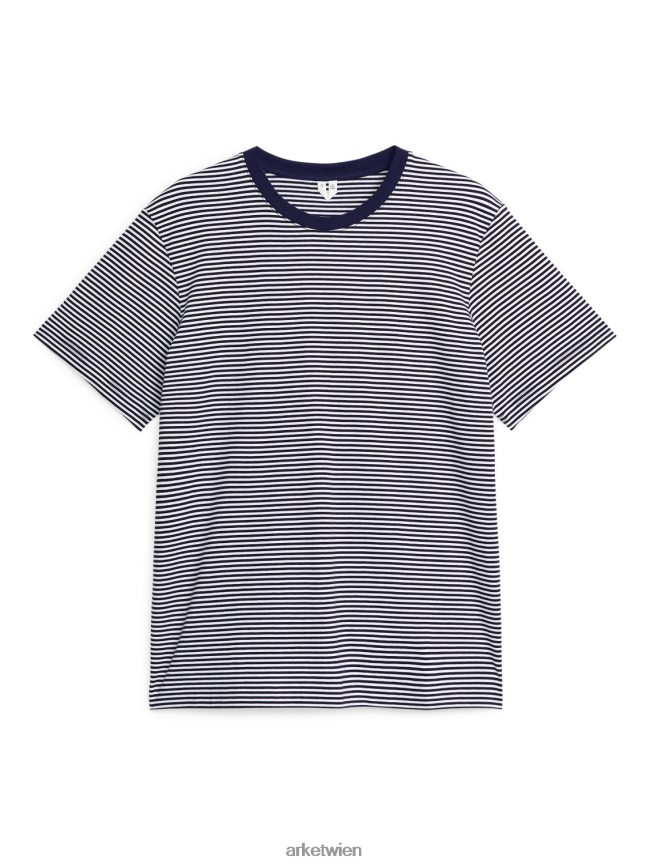 ARKET Mittelschweres T-Shirt dunkelblau/weiß Frauen 8RF08T994 Kleidung