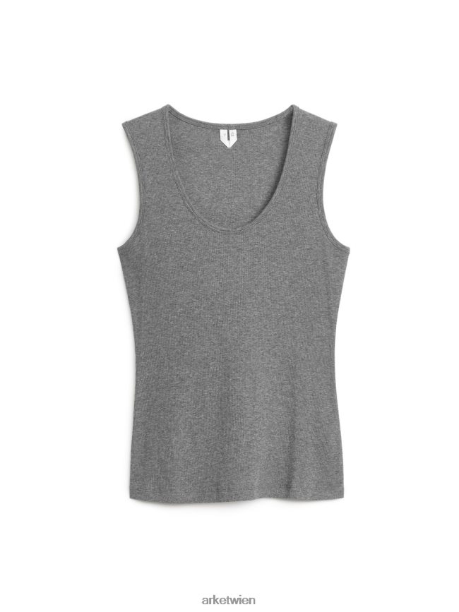 ARKET Ripp-Tanktop graue Melange Frauen 8RF08T287 Kleidung