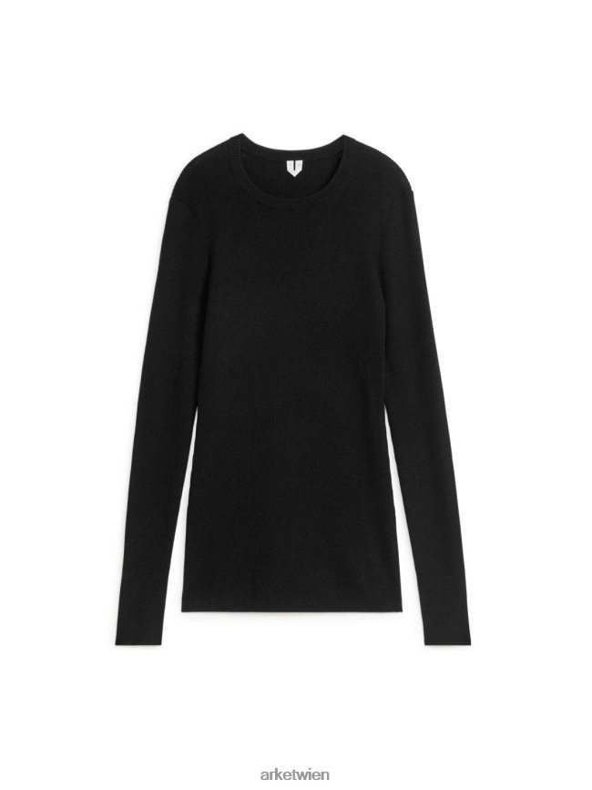 ARKET Rippstrick-Merino-Oberteil Schwarz Frauen 8RF08T356 Kleidung