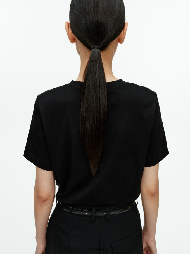 ARKET T-Shirt mit Rundhalsausschnitt Schwarz Frauen 8RF08T280 Kleidung