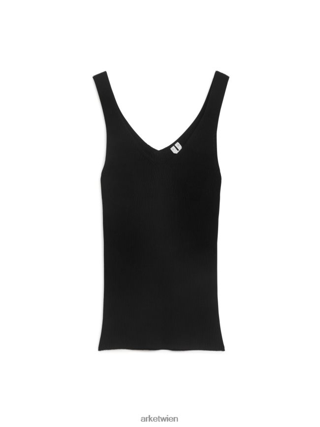 ARKET Tanktop aus Rippstrick Schwarz Frauen 8RF08T371 Kleidung