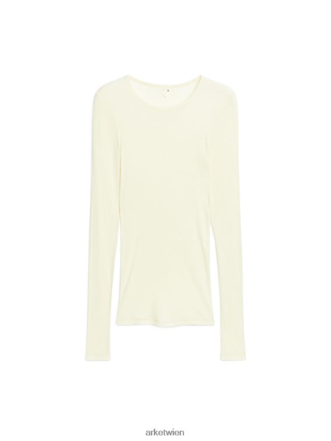 ARKET Top aus gerippter Seide cremefarben Frauen 8RF08T351 Kleidung