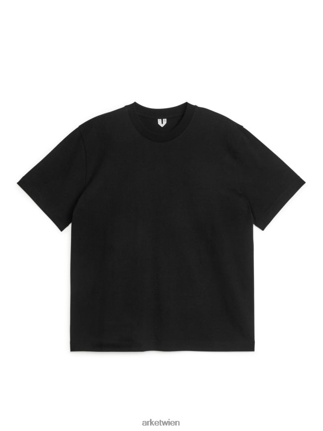 ARKET übergroßes, schweres T-Shirt Schwarz Frauen 8RF08T1004 Kleidung