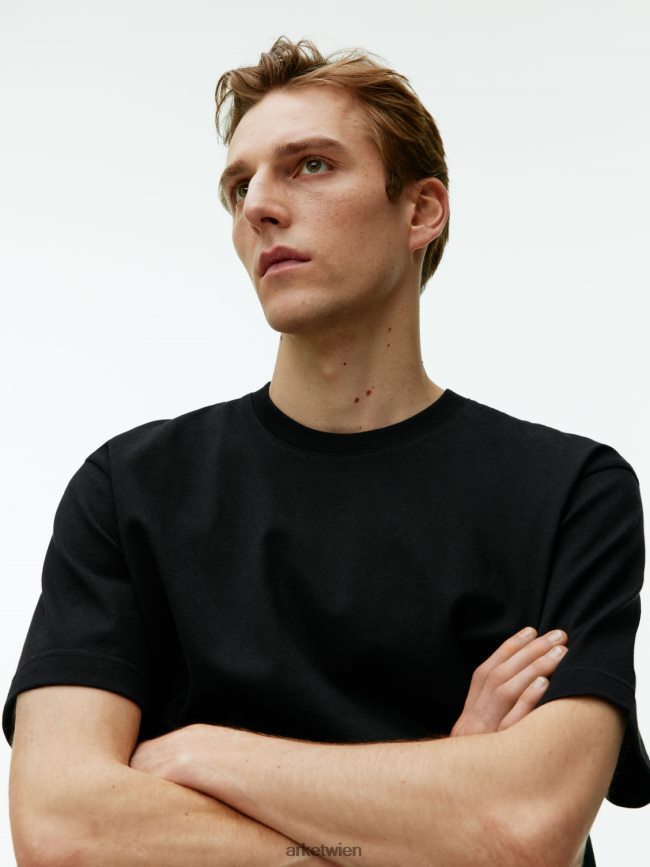 ARKET übergroßes, schweres T-Shirt Schwarz Frauen 8RF08T1004 Kleidung