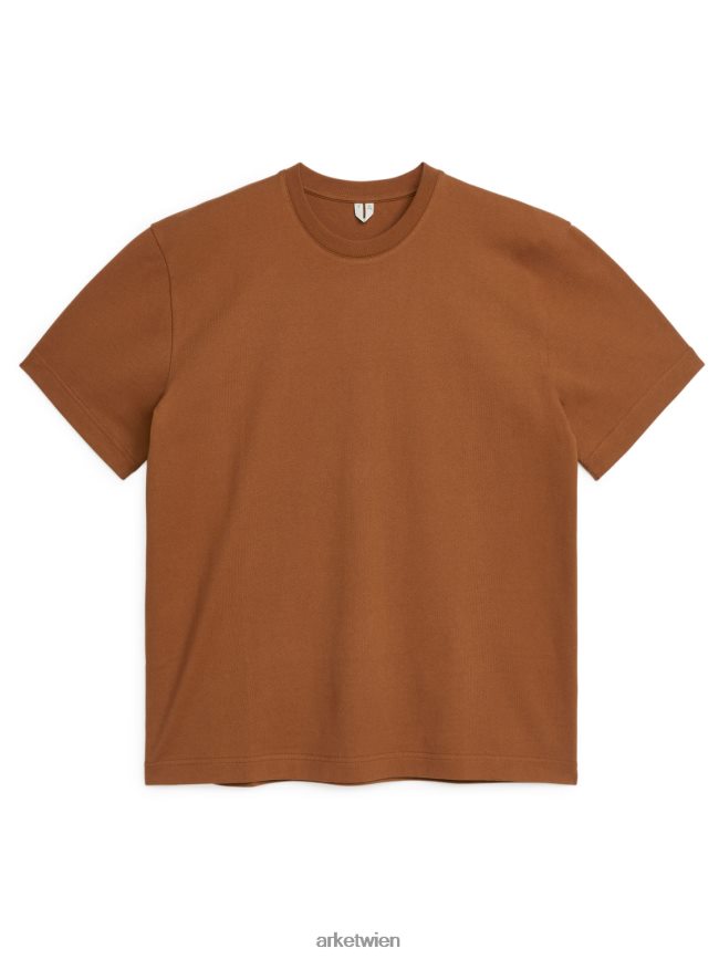 ARKET übergroßes, schweres T-Shirt Terrakotta Frauen 8RF08T1022 Kleidung