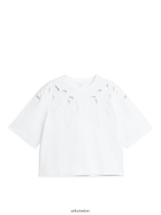 ARKET besticktes T-Shirt Weiß Frauen 8RF08T293 Kleidung
