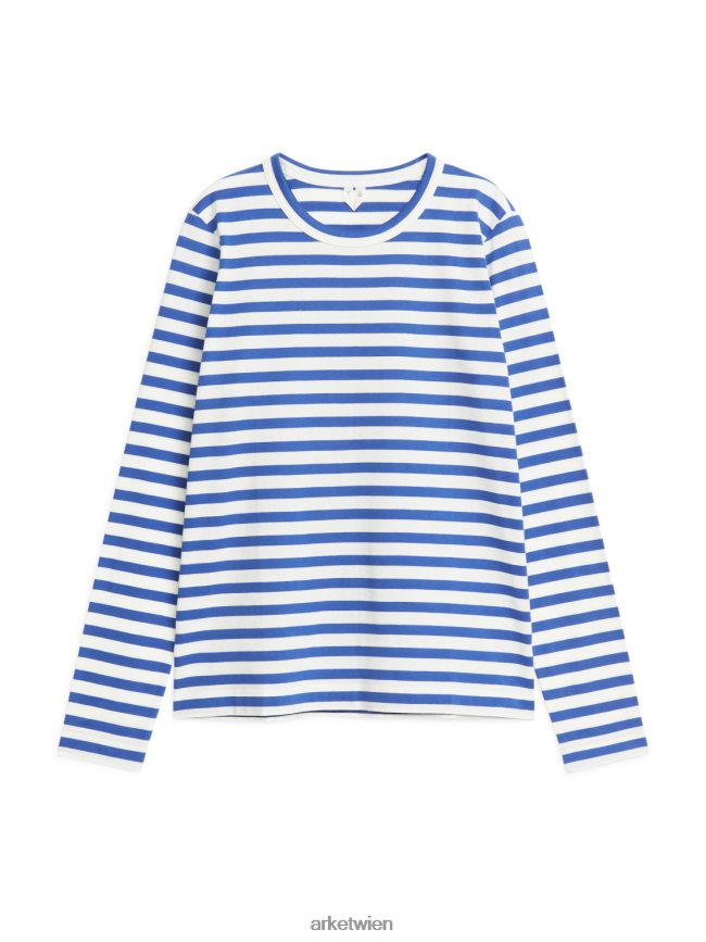 ARKET langärmliges T-Shirt Blau Weiss Frauen 8RF08T349 Kleidung