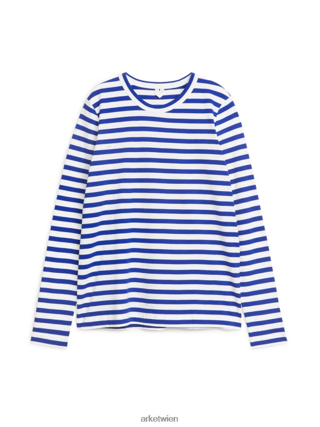 ARKET langärmliges T-Shirt Blau Weiss Frauen 8RF08T377 Kleidung