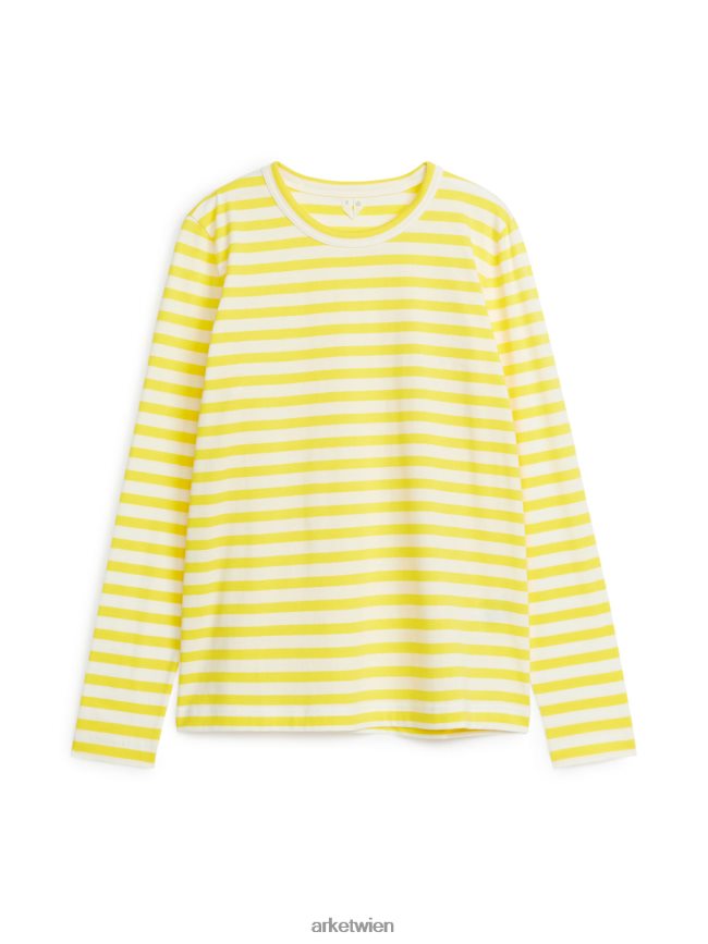 ARKET langärmliges T-Shirt Gelb weiss Frauen 8RF08T345 Kleidung