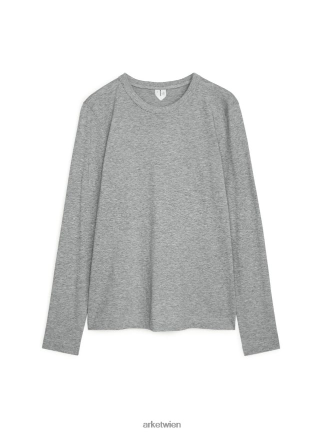 ARKET langärmliges T-Shirt graue Melange Frauen 8RF08T281 Kleidung