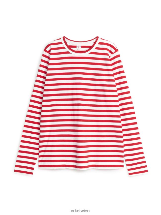 ARKET langärmliges T-Shirt rot-Weiss Frauen 8RF08T336 Kleidung