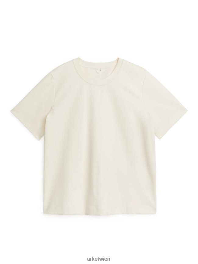 ARKET schweres T-Shirt cremefarben Frauen 8RF08T316 Kleidung