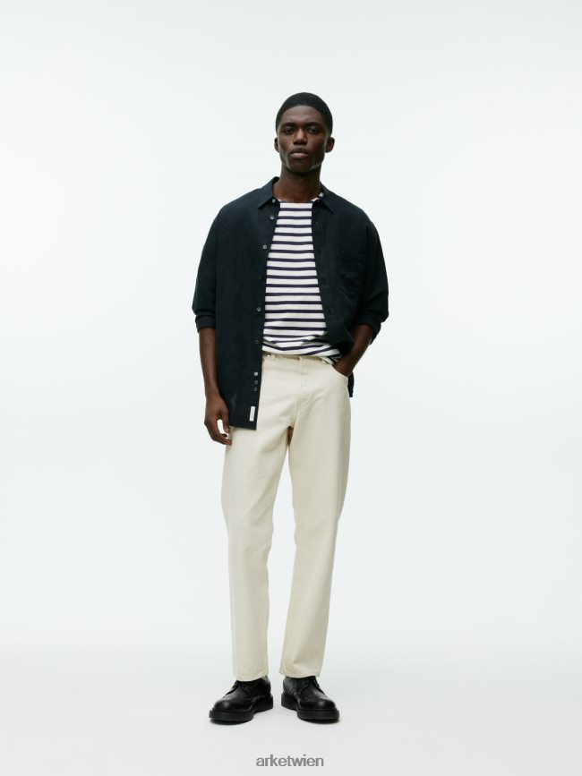 ARKET schweres T-Shirt dunkelblau/weiß Frauen 8RF08T1001 Kleidung