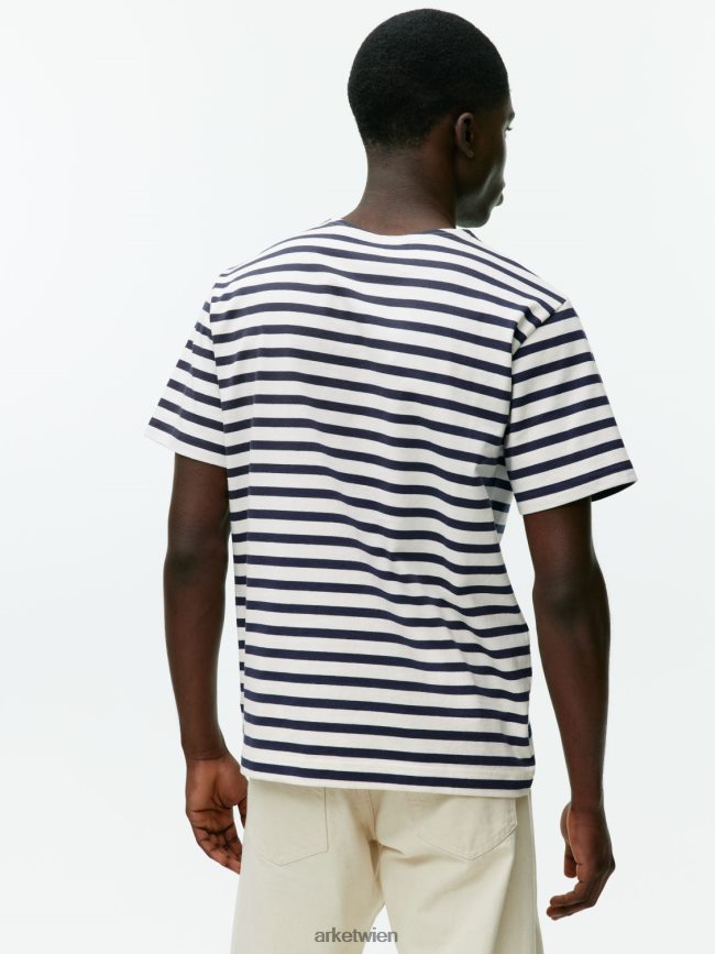 ARKET schweres T-Shirt dunkelblau/weiß Frauen 8RF08T1001 Kleidung