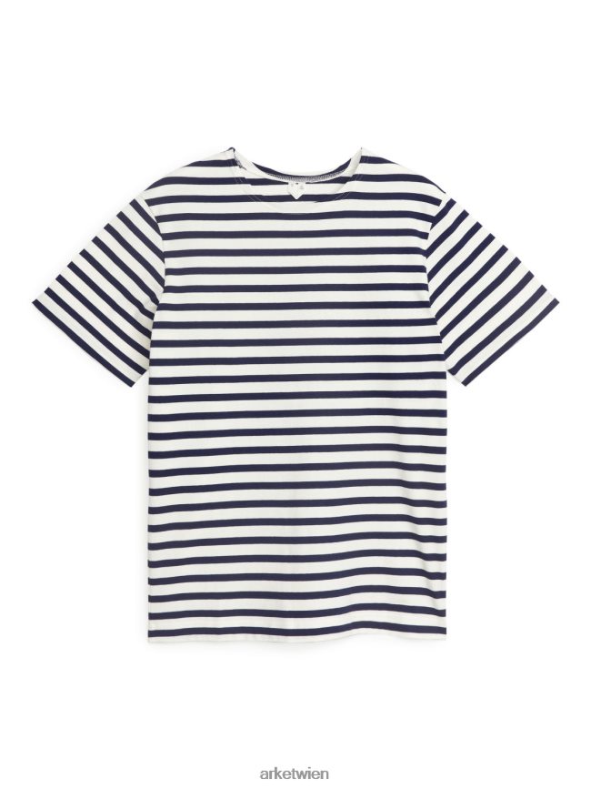 ARKET schweres T-Shirt dunkelblau/weiß Frauen 8RF08T1001 Kleidung