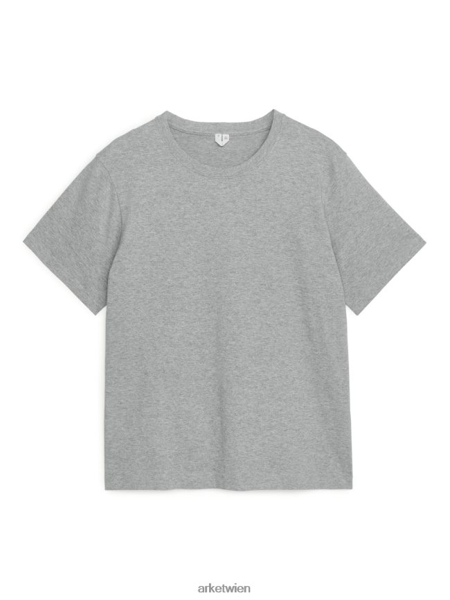 ARKET schweres T-Shirt hellgrau meliert Frauen 8RF08T997 Kleidung